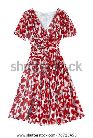 Red summer women dress isolated on white