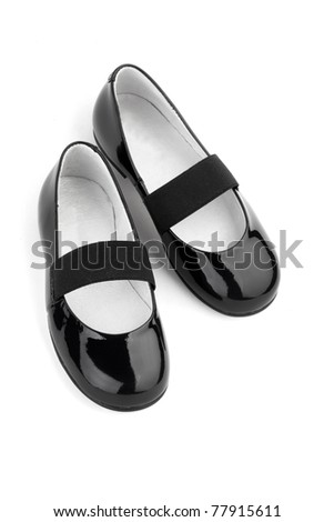 Girls Shoe Sizes on Black Shine Leather Girl Shoes Isolated On White Stock Photo 77915611