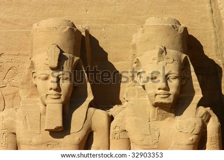 ancient sculpture of Abu Simbel temple, the famoust Egypt temple of the world.
