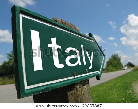 Italy signpost along a rural road
