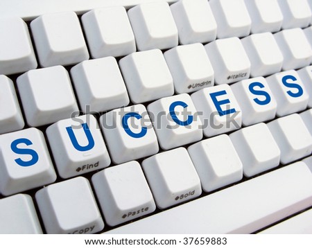 SUCCESS text on the keyboard