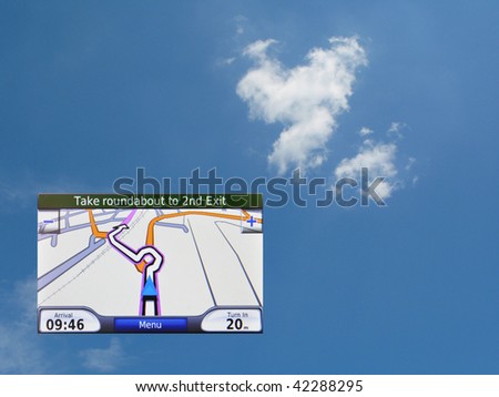 Satellite navigation system against blue sky