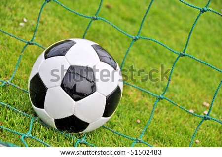 soccer goal net. Soccer Ball At The Goal Net