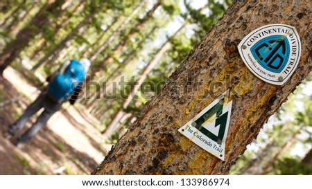 Continental Divide Trail and Colorado Trail Signs on a Tree