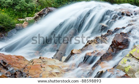 Cascading waterfall in the San Juan Mountains, Colorado.