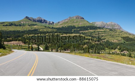 The Million Dollar Highway (US-550) at Molas Pass near SIlverton, Colorado.