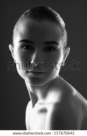 A beautiful woman, portrait , black-white photo