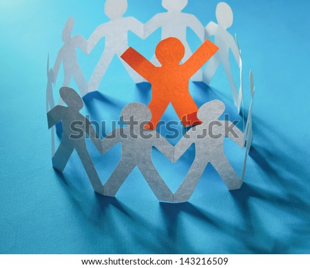 Circle of colorful people with clipping path