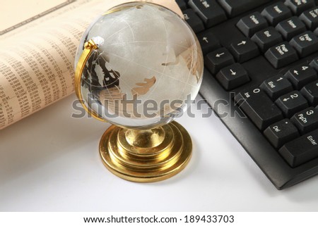 Background with laptop and globe