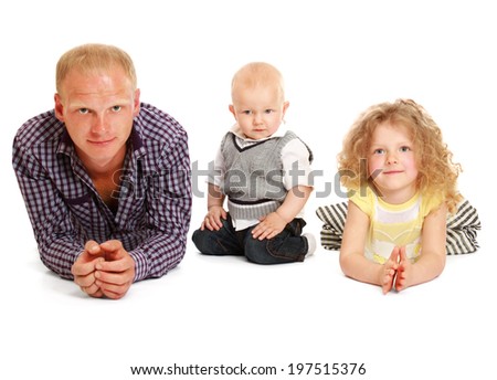 Peaceful family lying in circle on the wall-to