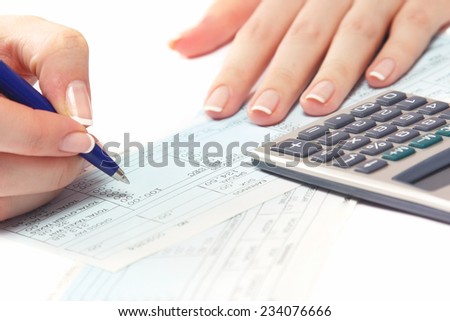 Female hands of a business lady working