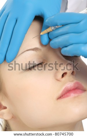 A cosmetic injection to the face - close-up portrait