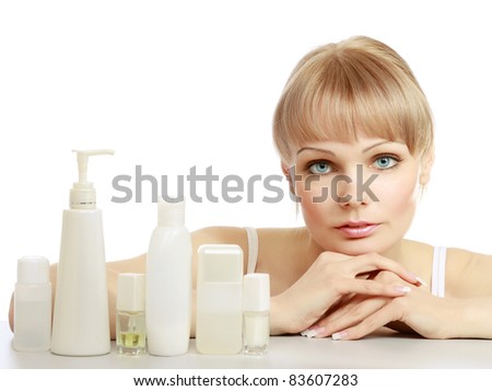 Lifestyle - Pagina 4 Stock-photo-cute-young-woman-with-cosmetic-products-isolated-on-white-background-83607283