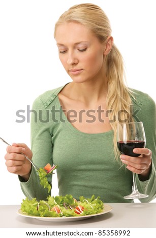 Blonde Drinking Wine