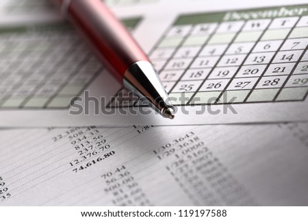 Operating budget, calendar and pen