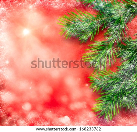 Christmas background on white and red snow