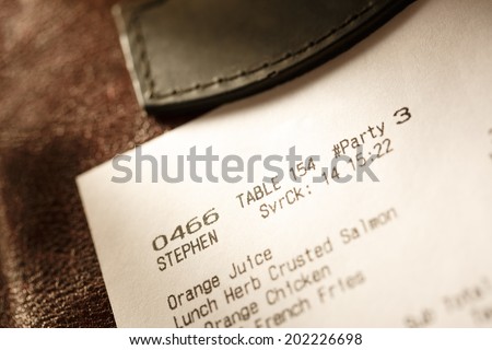 Cafe paper cheque for simple order
