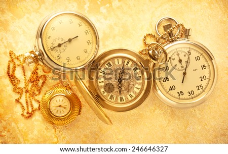 Pocket vintage watch and stopwatch in toning