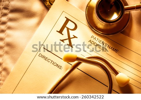 Stethoscope and patient list on doctor\'s smock