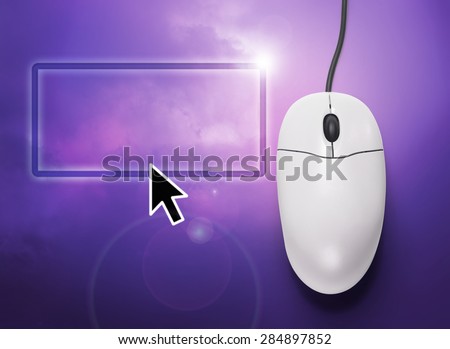 Computer mouse on lilac background  in closeup