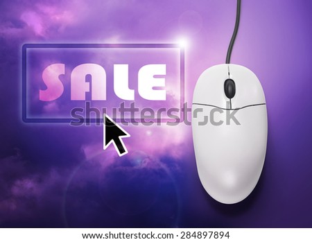 Computer mouse with arrow click in closeup