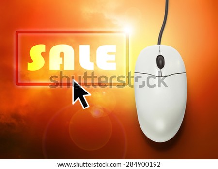 Computer mouse with arrow click in closeup