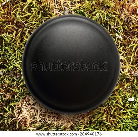 Blank black round badge on background