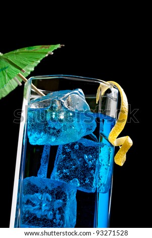Blue curacao cocktail with decoration