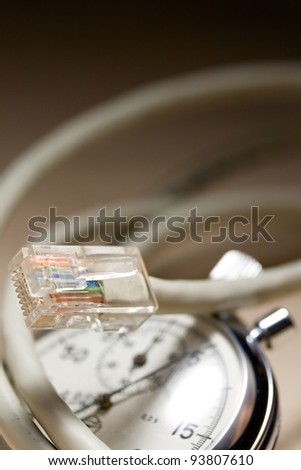 Ethernet cable and stopwatch