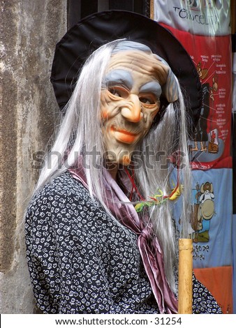 Witch mannequin used to attract customers to a shop in downtown Lisbon
