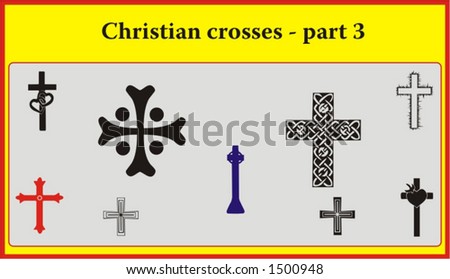 set of various vintage christian crosses, symbols of faith and religion - vectors part 3