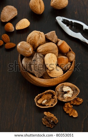 Overhead view of mixed nuts, a tasty protein-filled snack