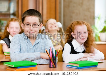 Portrait of happy school children