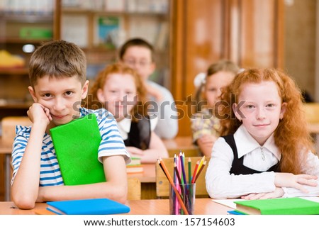 Portrait of happy school children