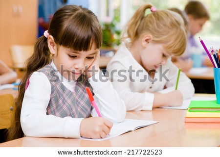 Primary school pupils during the exam