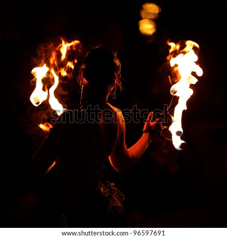 fire dancer silhouette
