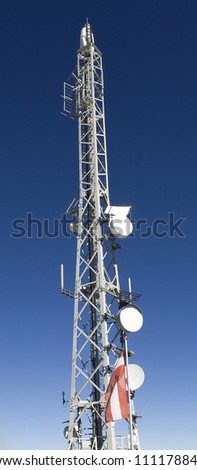 antenna with austrian flag on blue sky