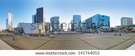 PARIS, FRANCE - DECEMBER 26:  Panorama of the business district La Defense, in the western part of Paris on December 26, 2008. Defense is most important business district of Paris.