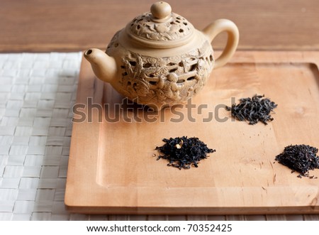 tea variety and a tea pot