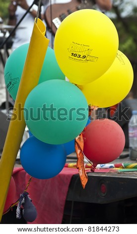 TORONTO, ONTARIO, CANADA - JULY 3: Balloon decoration at the 2011 Annual Gay Pride Parade in Toronto on July 3, 2011.
