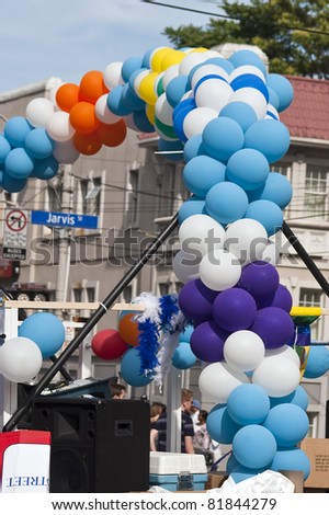 TORONTO, ONTARIO, CANADA - JULY 3: Balloon decoration  at the 2011 Annual Gay Pride Parade in Toronto on July 3, 2011.