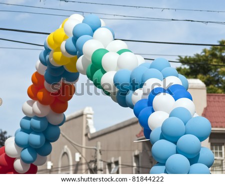 TORONTO, ONTARIO, CANADA - JULY 3: Colorful balloon banners at the 2011 Annual Gay Pride Parade in Toronto on July 3, 2011.