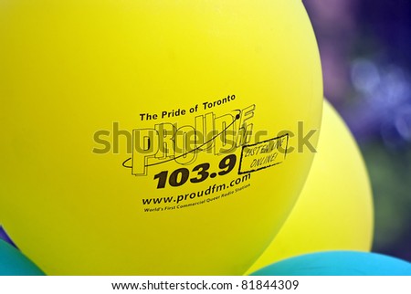 TORONTO, ONTARIO, CANADA - JULY 3:Balloon decoration   at the 2011 Annual Gay Pride Parade in Toronto on July 3, 2011.