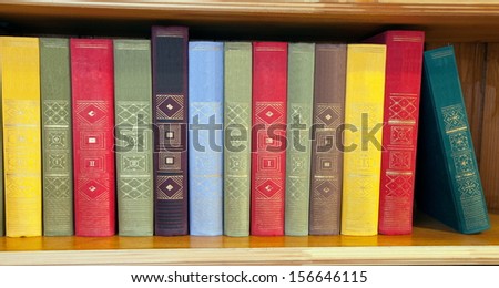 Color books on a book shelf