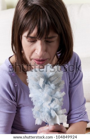 Woman with dust allergy