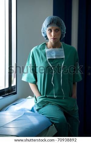 Portrait of a female surgeon resting