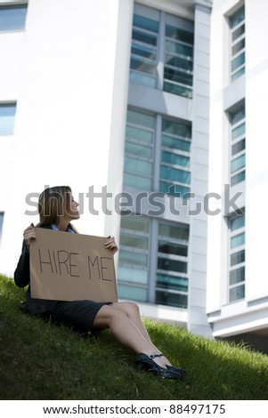 Unemployed Young Woman Asking For A Job