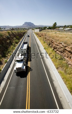 Semi truck on desert highway