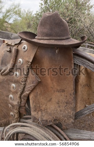 Weathered and well worn old Western Cowboy wear. Grunge intact.