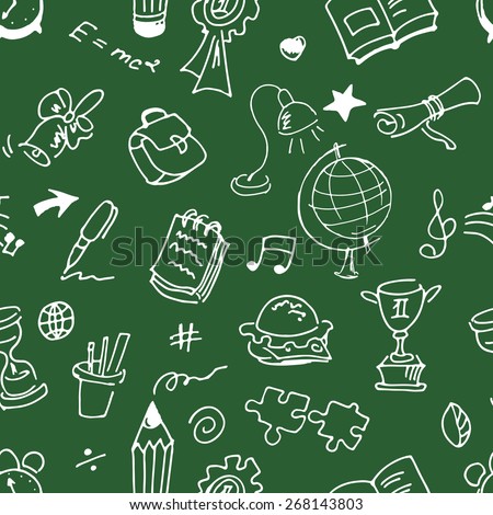 School seamless pattern. Sketch converted to vectors.